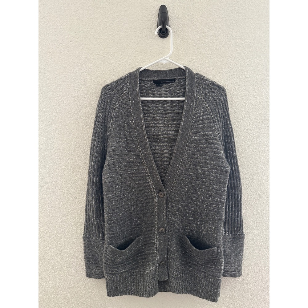 360Cashmere Gray Wool Blend Knit Cardigan Sweater Cozy Fall Cabincore Small